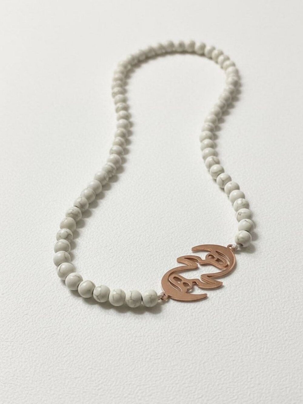 Howlite Beaded Calligraphy Necklace